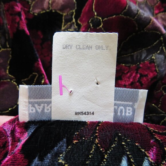 Paris Sport Club Woman’s Vintage Floral Burgundy Velvet Sheath Dress size 7B - Picture 11 of 12